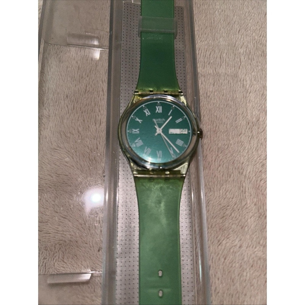 Wristwatch SWATCH‎ Gent Greenset GG704 New NOS With Case Clear Back Date